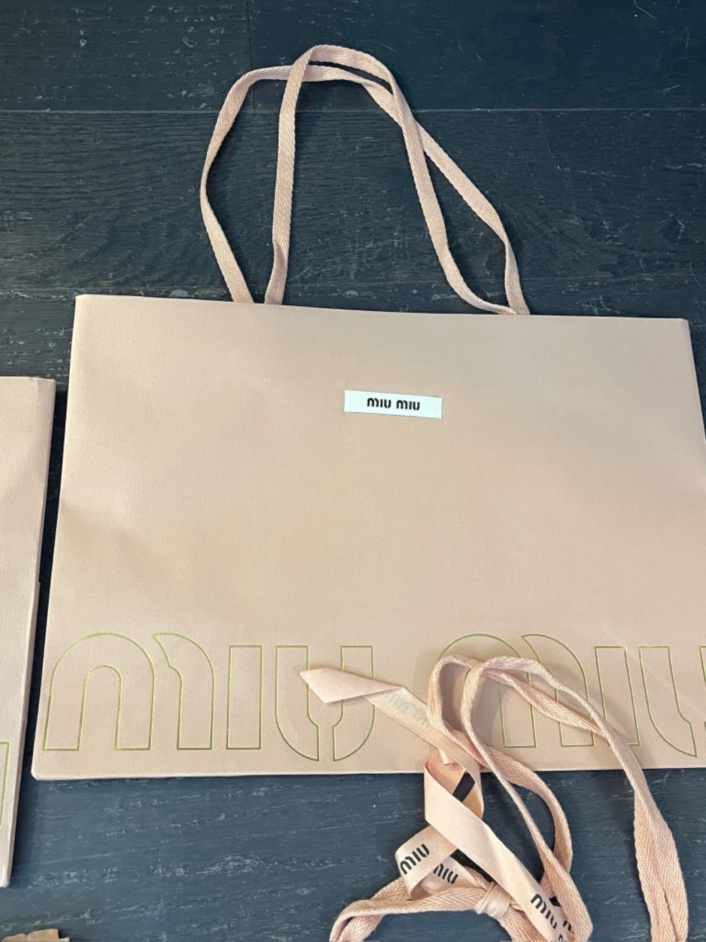 Lot of 4 Miu Miu pink empty shopping bags with ribbon cards and tag - Picture 8 of 11
